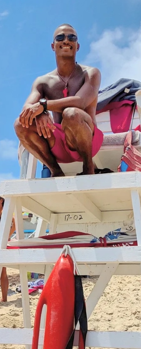 Coach Jay Banks on the lifeguard stand